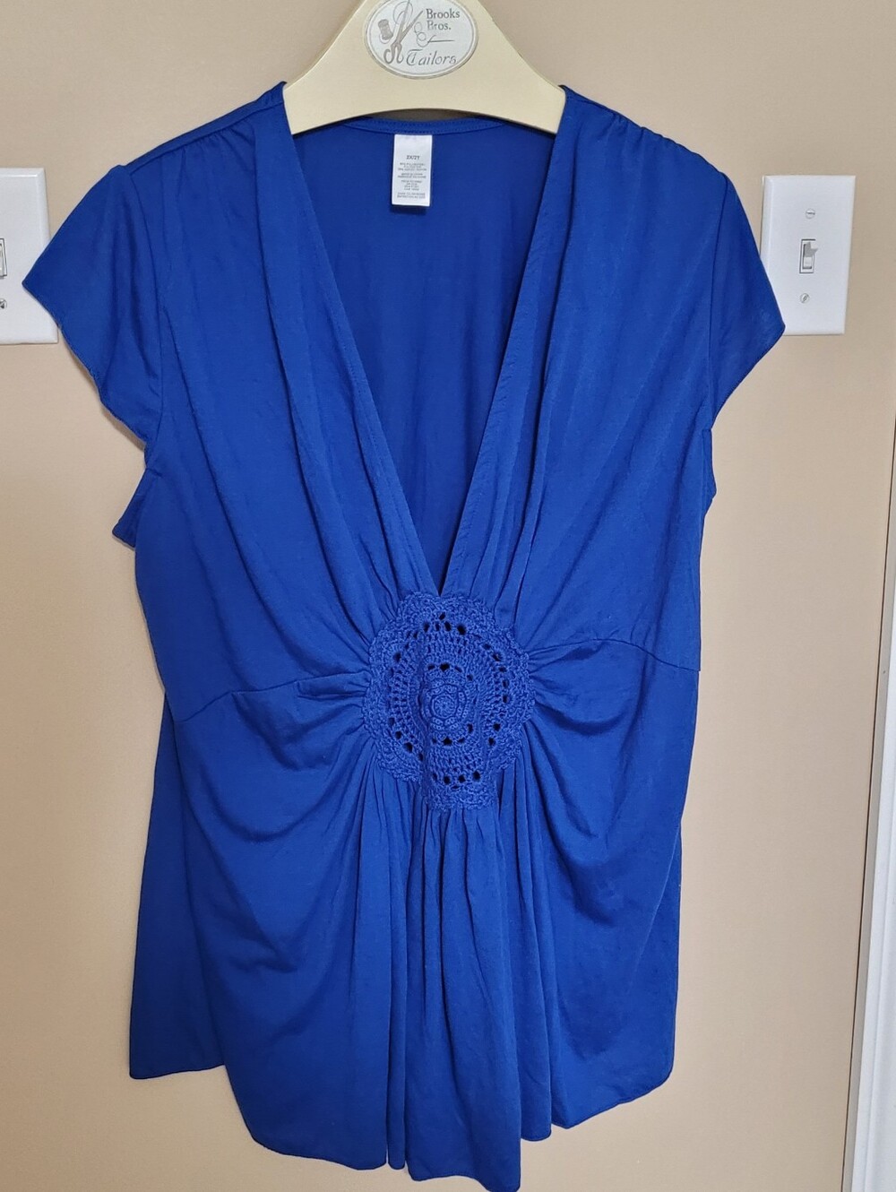 💜2 for $10💜 Bundle and save Crochet-Detail Deep V Top - Royal Blue